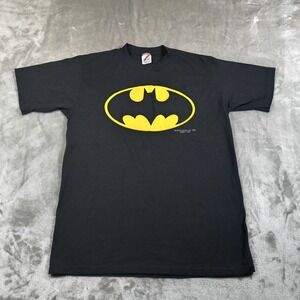 Vintage Batman Shirt Mens Large Black 1989 80s Logo Single Stitch Jerzees USA